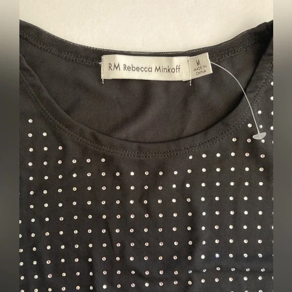 Rebecca Minkoff | Women’s Black Sleeveless Blouse With Rhinestones - Picture 5 of 7